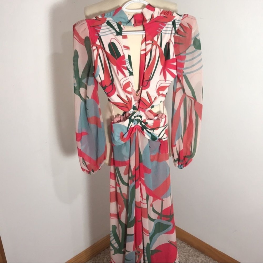 PatBO Hibiscus Cutout Maxi Dress Size Small